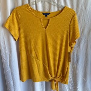 Apt. 9 Women's Yellow Short Sleeve Tie-Front shirt Size XL